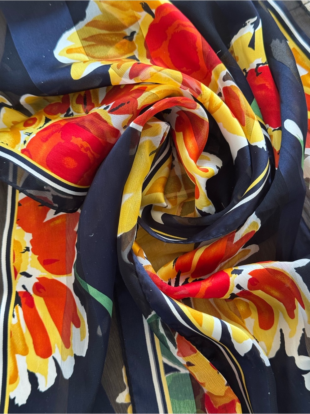 Elaine Gold lightweight floral chiffon scarf